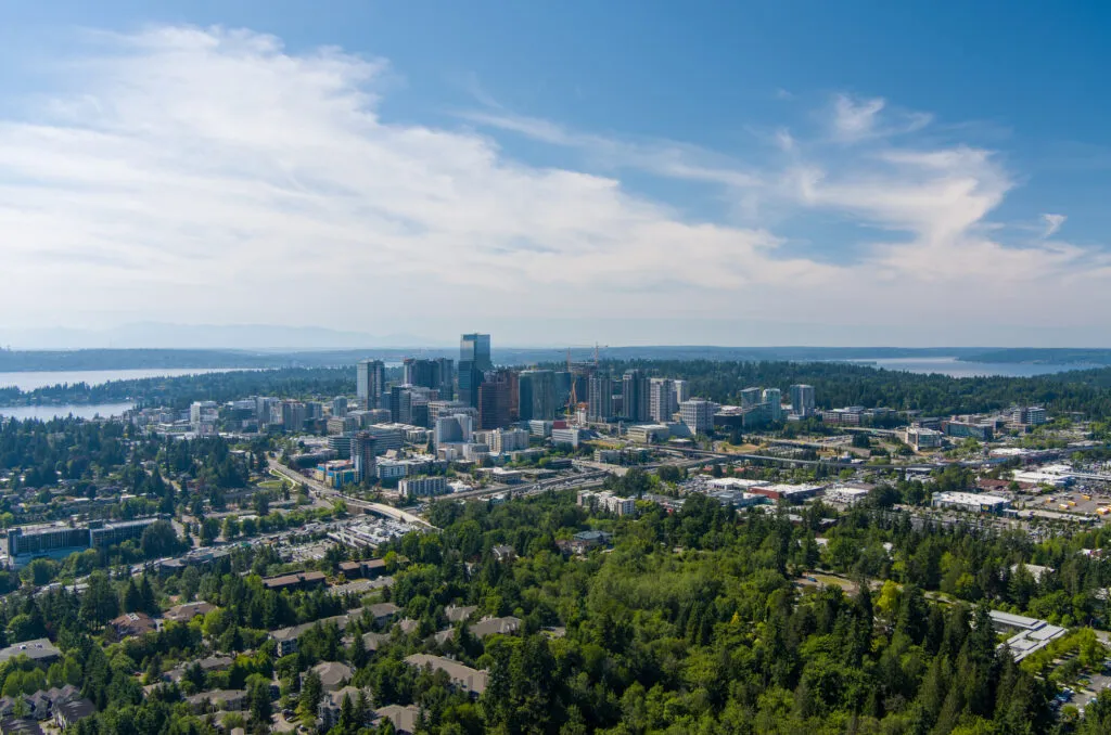 Aerial view of Bellevue, WA