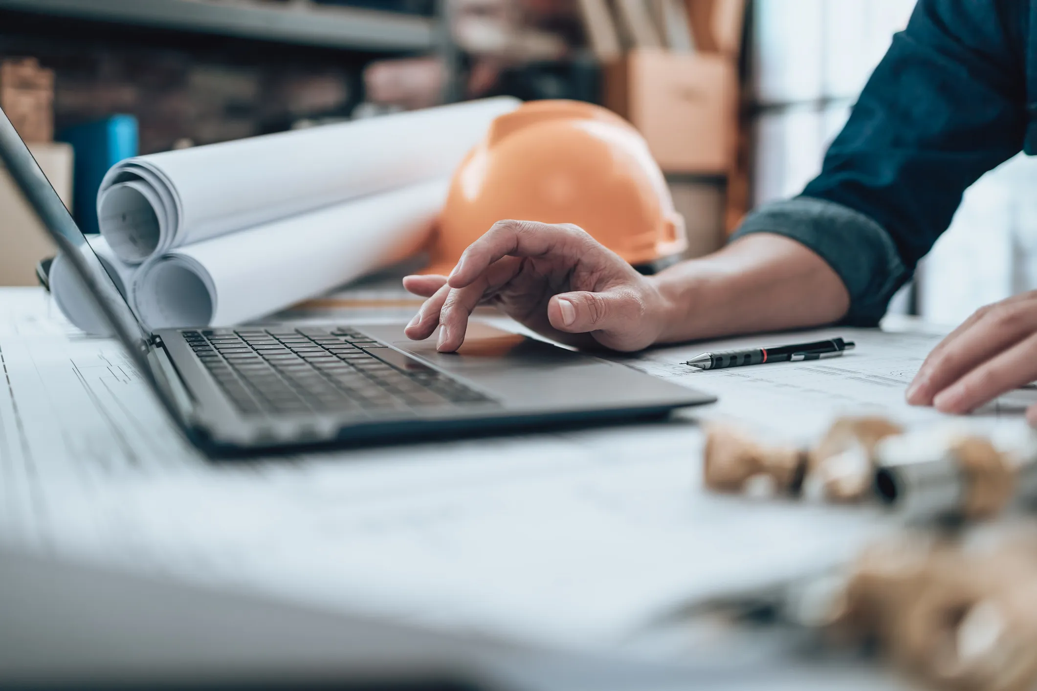 laptop and hardhat