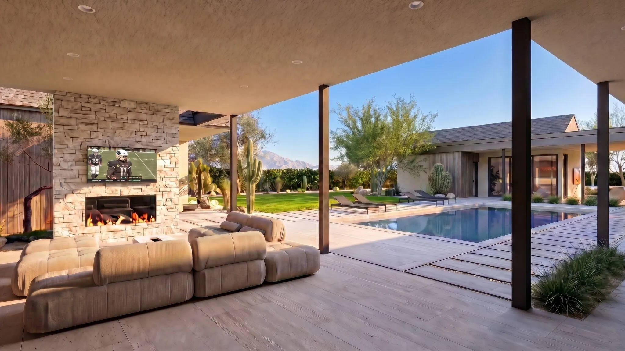 Covered patio and pool